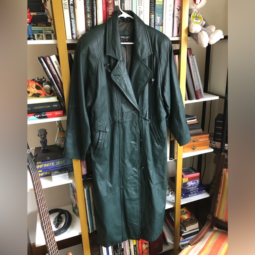 Vintage Pelle Green Leather Trench Coat